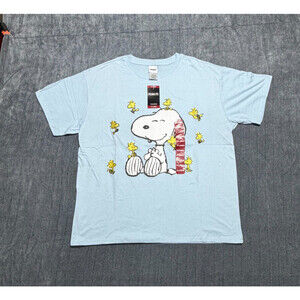 Peanuts Character Soft Short Sleeve Round Neck T-Shirt Women's XL Light Blue